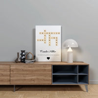 Personalisiertes Poster mit Familiennamen und Motto unter dem Puzzle