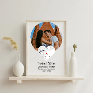 Partnergeschenk-Poster zum ersten Treffen mit Name, Ort und Datum personalisiert