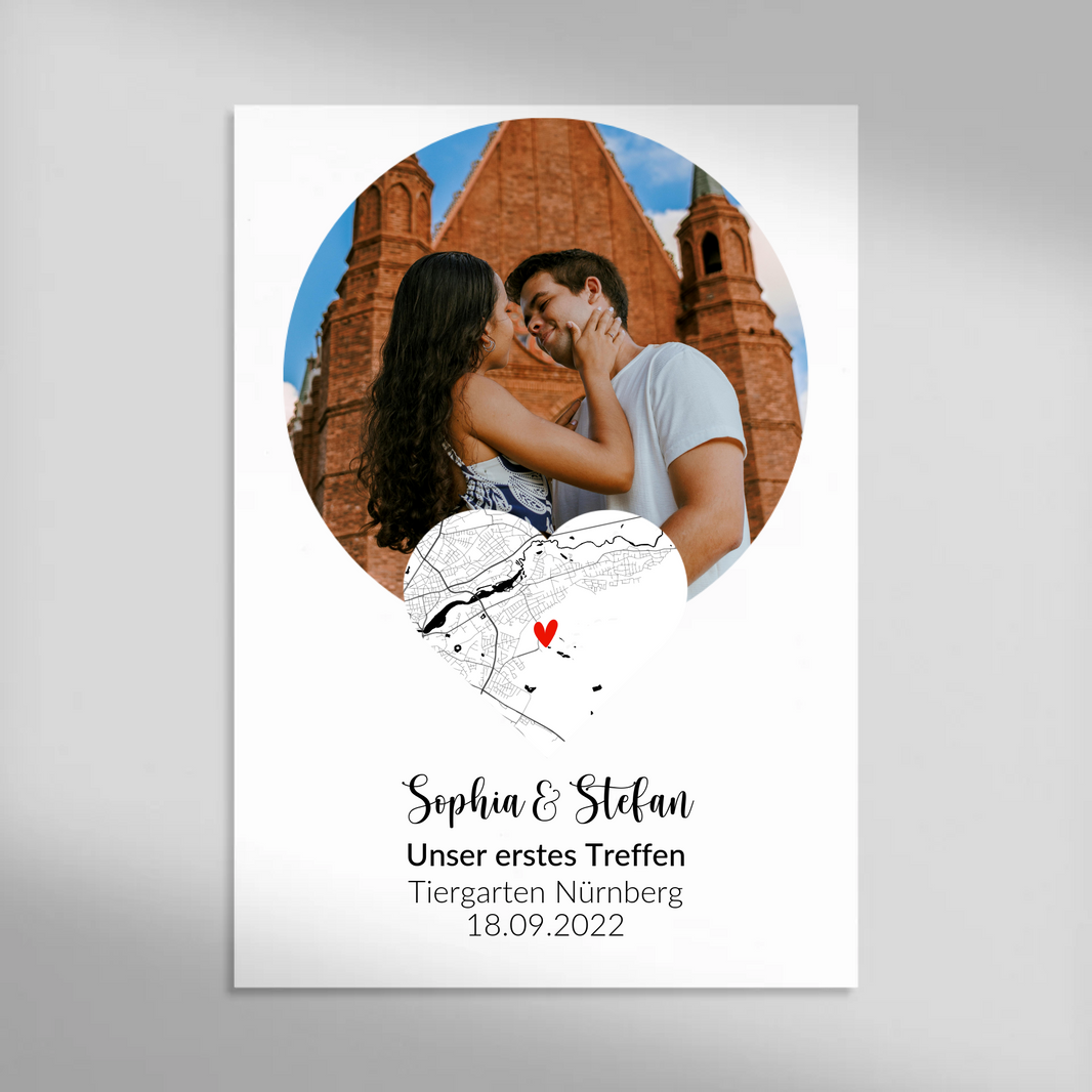 Individuelles Poster mit Herz-Landkarte & persönlichem Liebesmoment