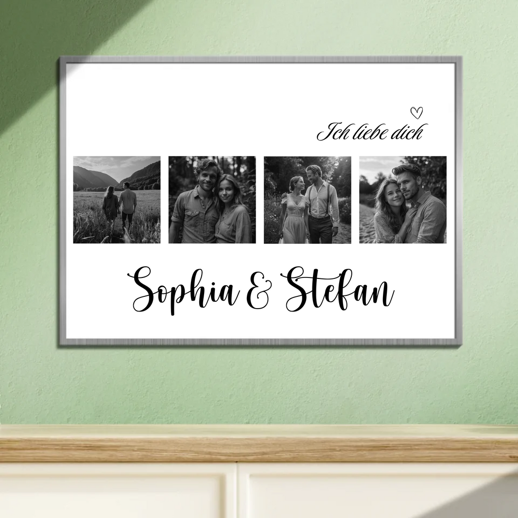 Ich liebe dich – personalisierte Fotocollage mit Namen & Schwarz-Weiß-Design